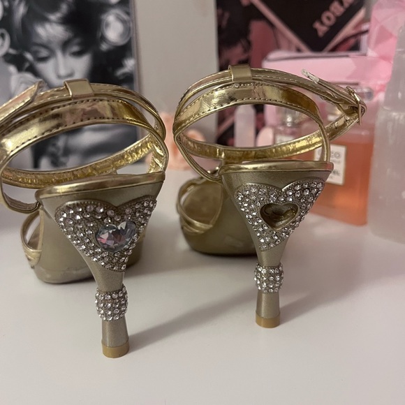 Y2k Gold Rhinestone Heels - Picture 4 of 4